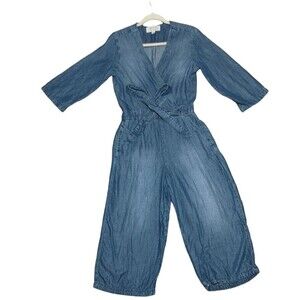 Cloth & Stone for Anthropologie Chambray Jumpsuit cropped wide leg women's XS